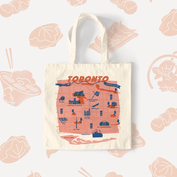 RAMEN RAIJIN 12th Anniversary Tote Bag — Toronto hand-drawn map